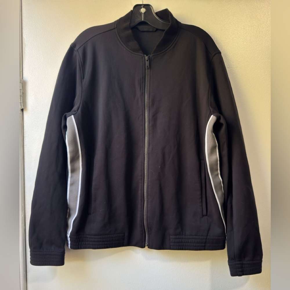 Theory Men’s Black and Gray Zip-Up Jacket Sz M